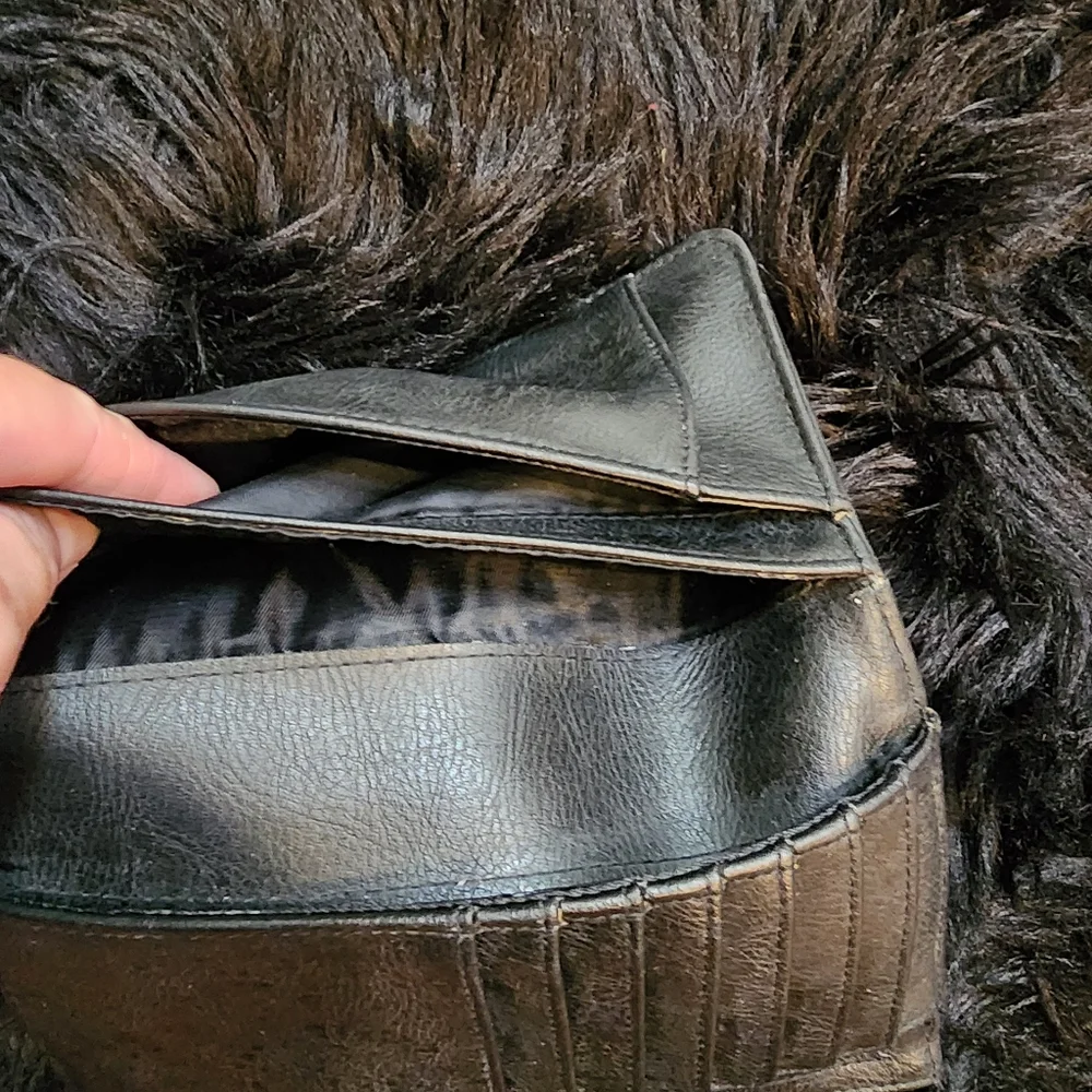 Vintage Liz Claiborne Trifold Wallet Black with Brown Trim